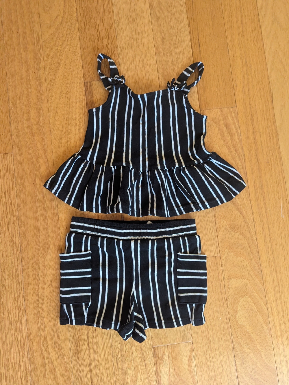 Rachel Zoe Black & White Striped Girls' Two-Piece Shorts Set